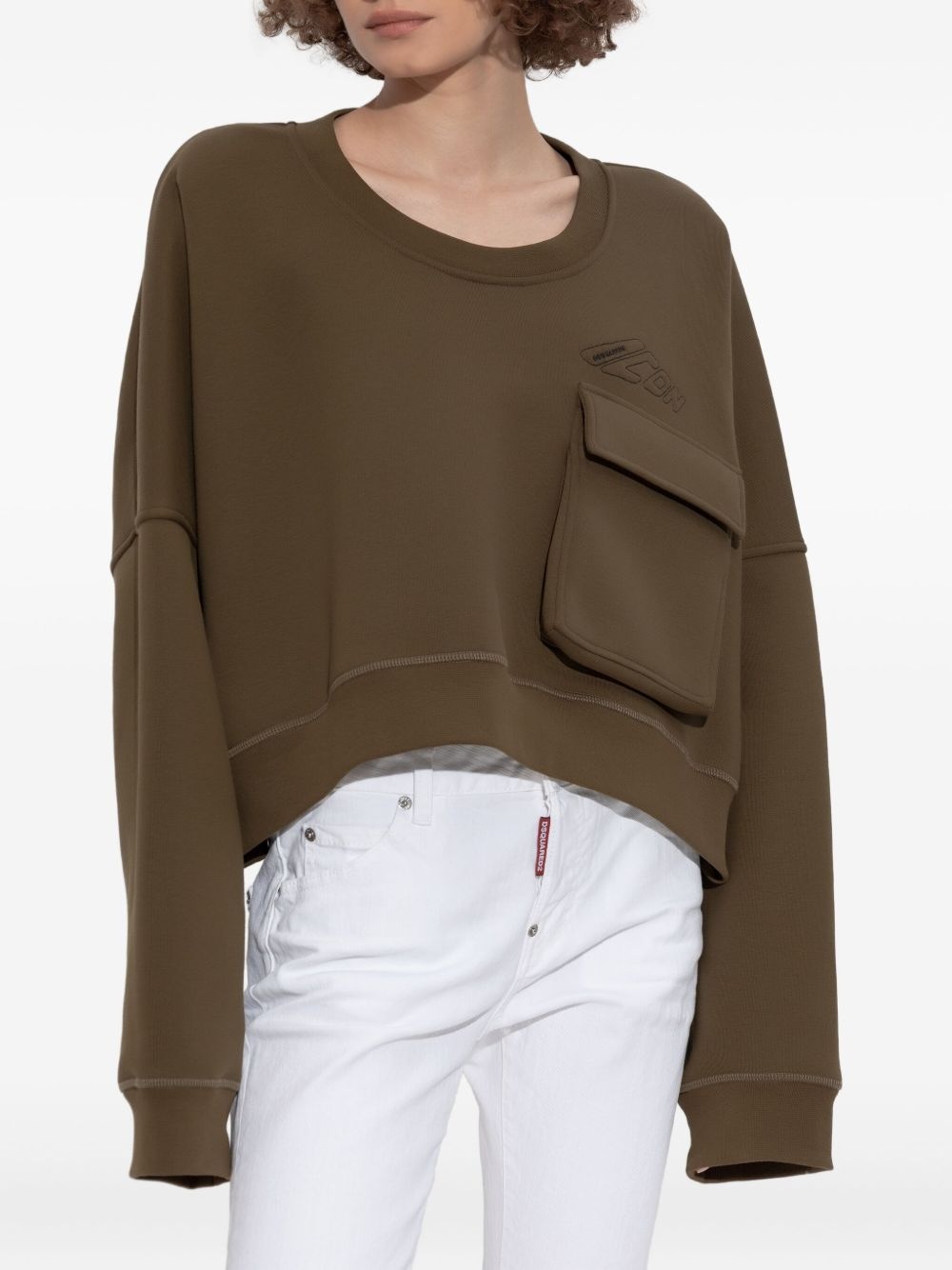 pocket-detail cropped sweatshirt - 3