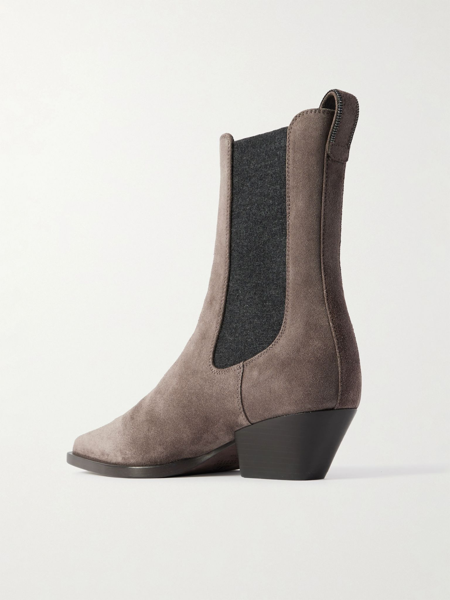 Bead-embellished suede Chelsea boots Brown - 3
