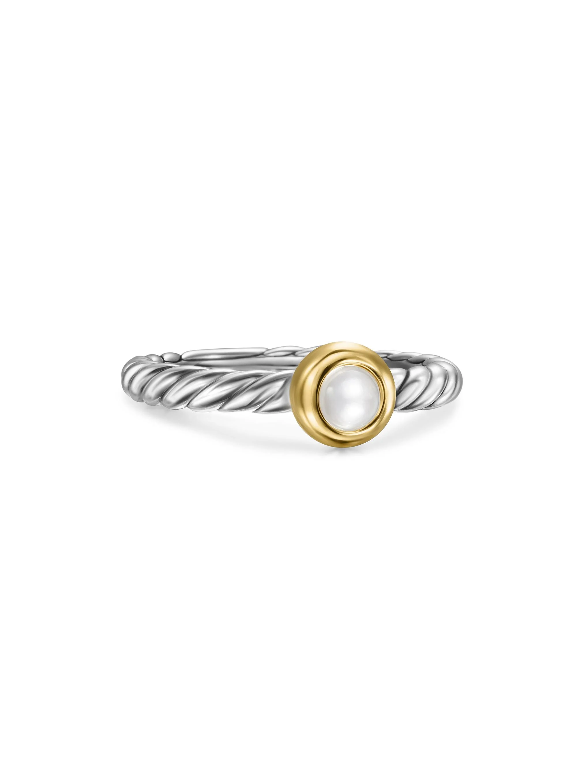 Women's Petite Cable Ring in Sterling Silver - Pearl - 1