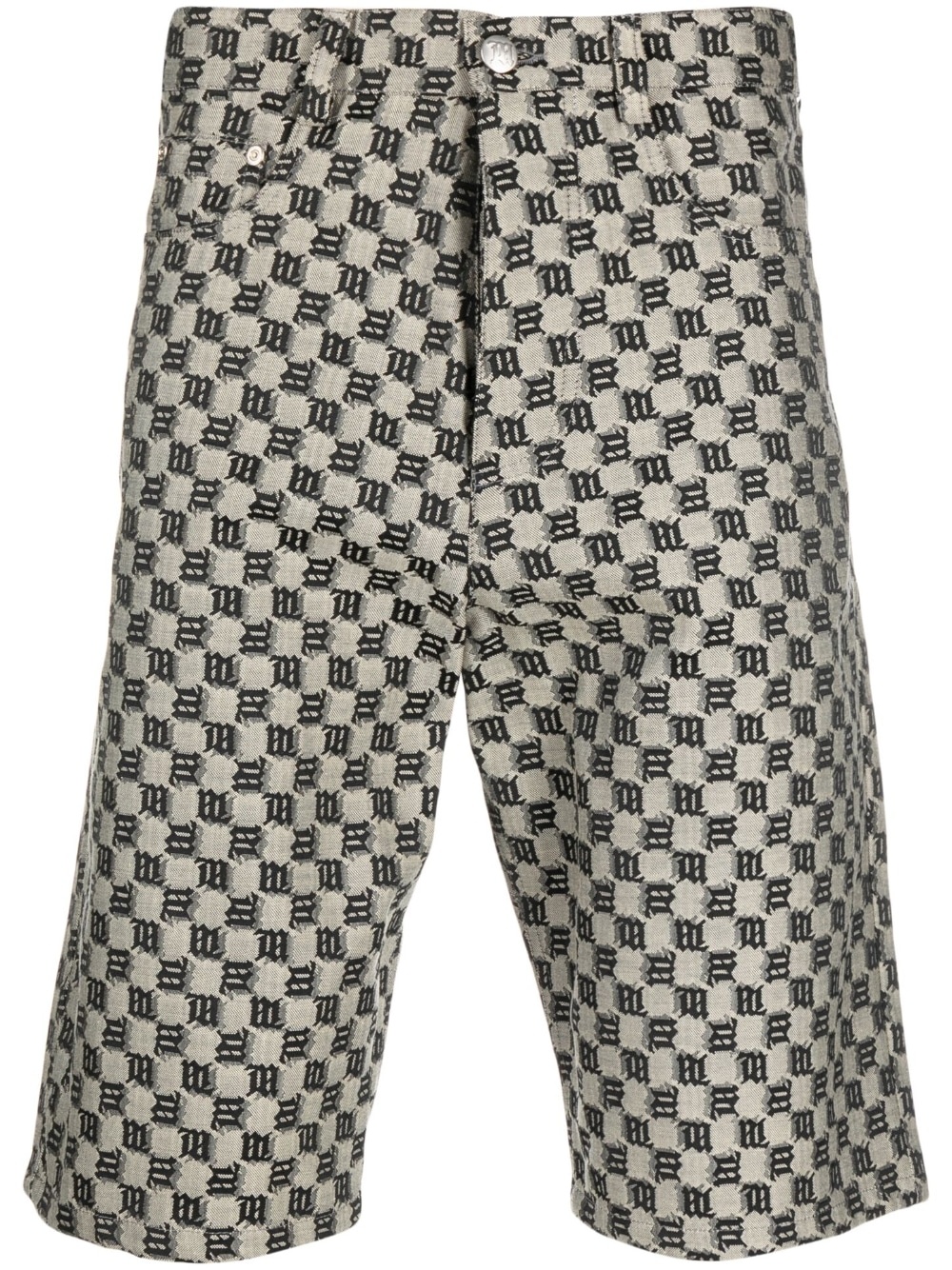 monogram-print cotton-blend shorts - 1