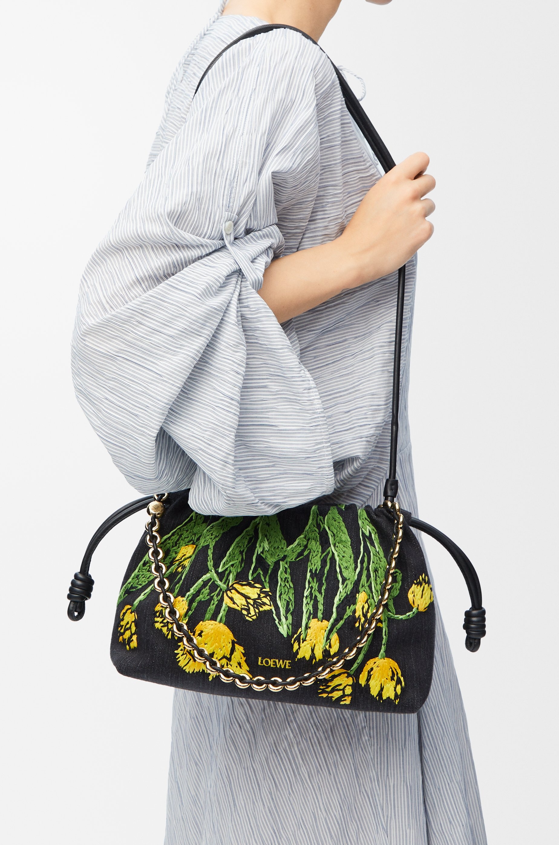 Medium Flamenco purse in embroidered denim - 3