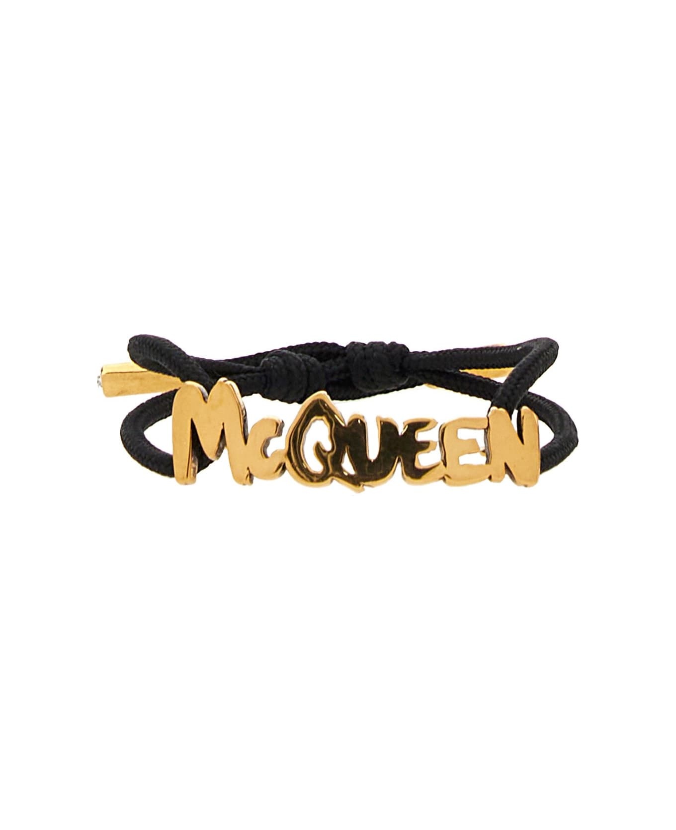 Woman's Black Graffiti Brass Bracelet With Logo - 1