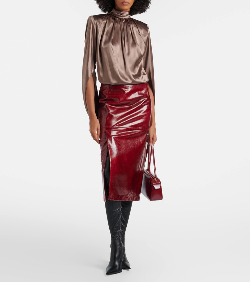 MUGLER Draped silk-blend satin top outlook
