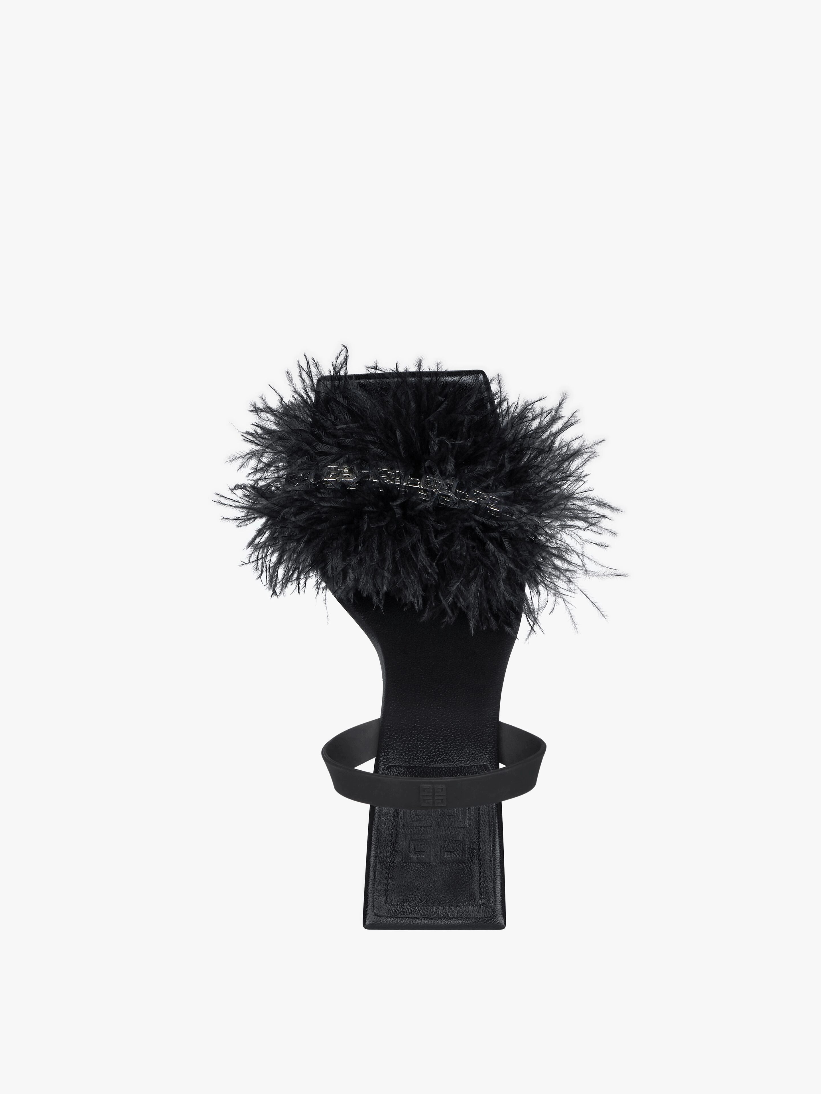 G WOVEN SANDALS IN FEATHERS AND LEATHER - 4