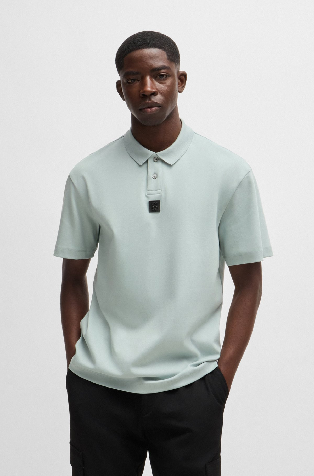 INTERLOCK-COTTON POLO SHIRT WITH STACKED LOGO - 2