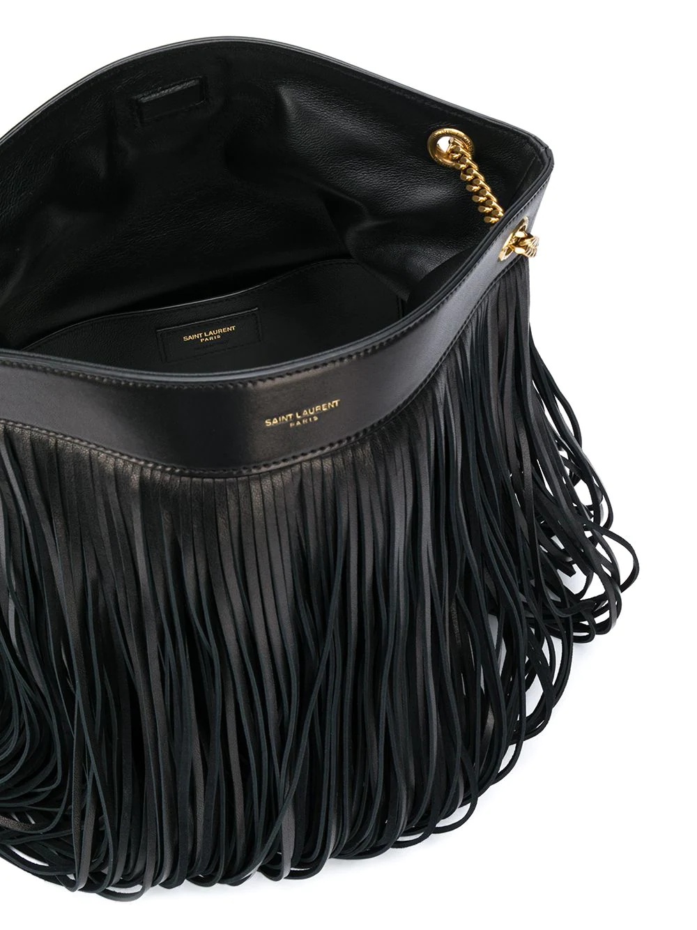 fringed leather shoulder bag - 5