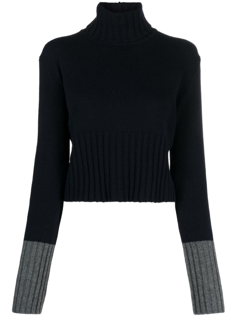 colour-block virgin wool roll-neck jumper 1