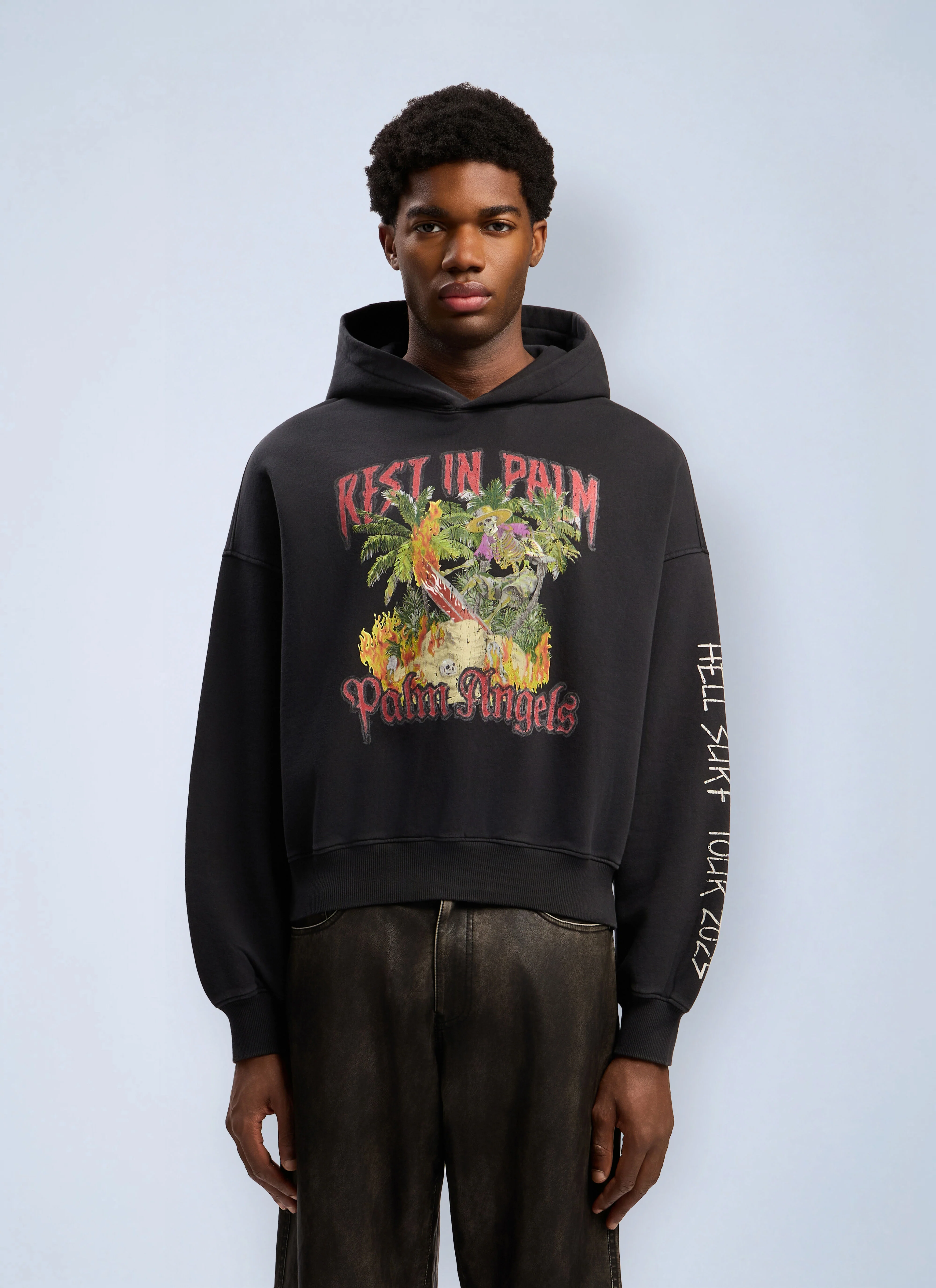 Rest In Palm Loose Hooded Sweatshirt - 1