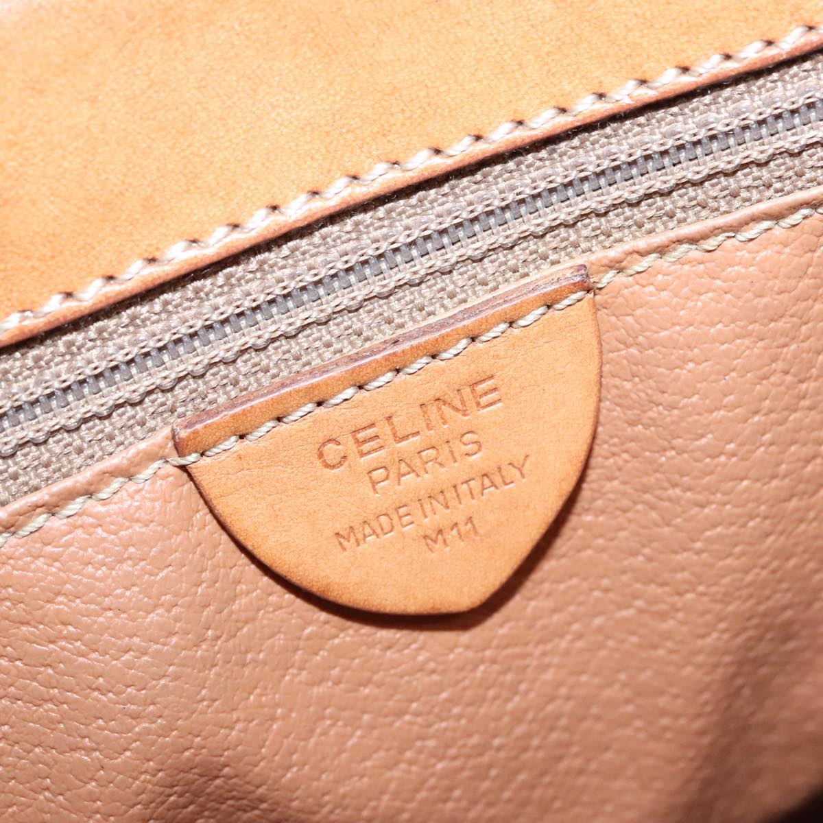 CELINE Macadam Canvas Hand Bag Pvc Leather Brown Gold - 12