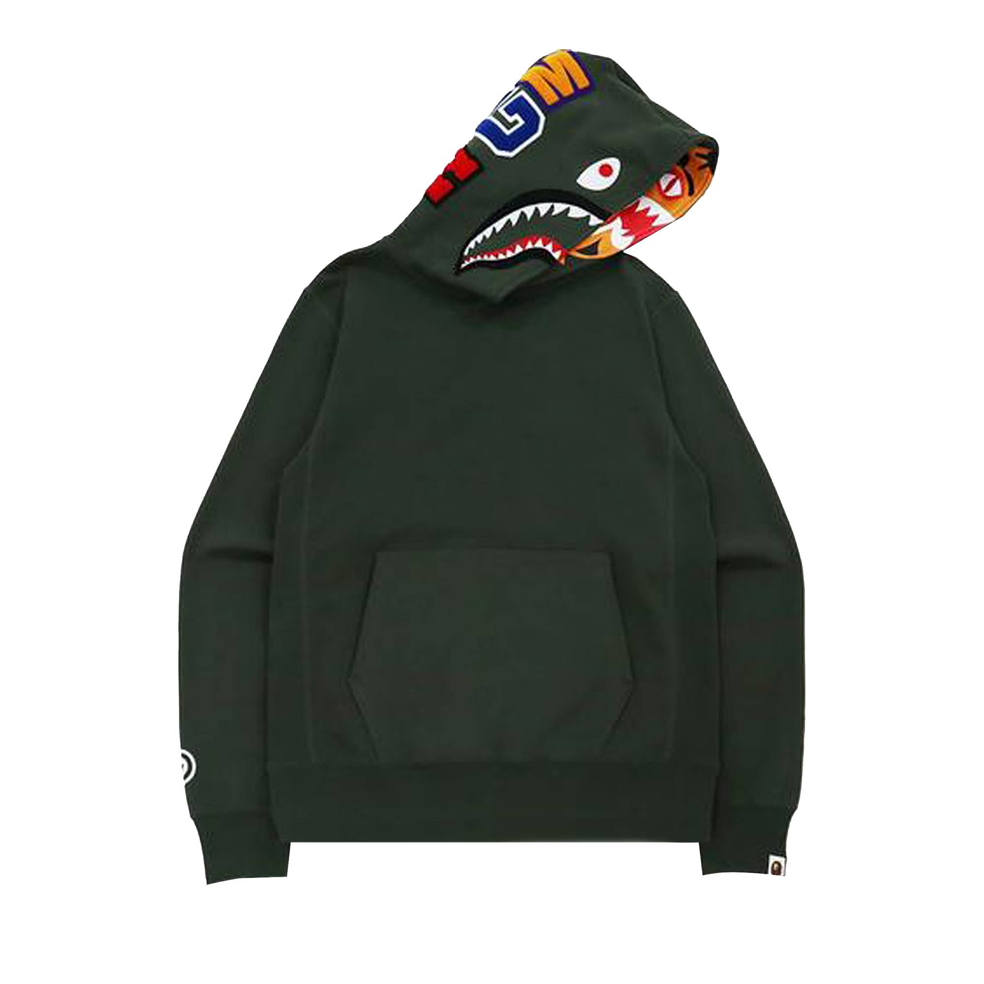 BAPE Shark x Tiger Pullover Hoodie 'Olive Drab' - 1