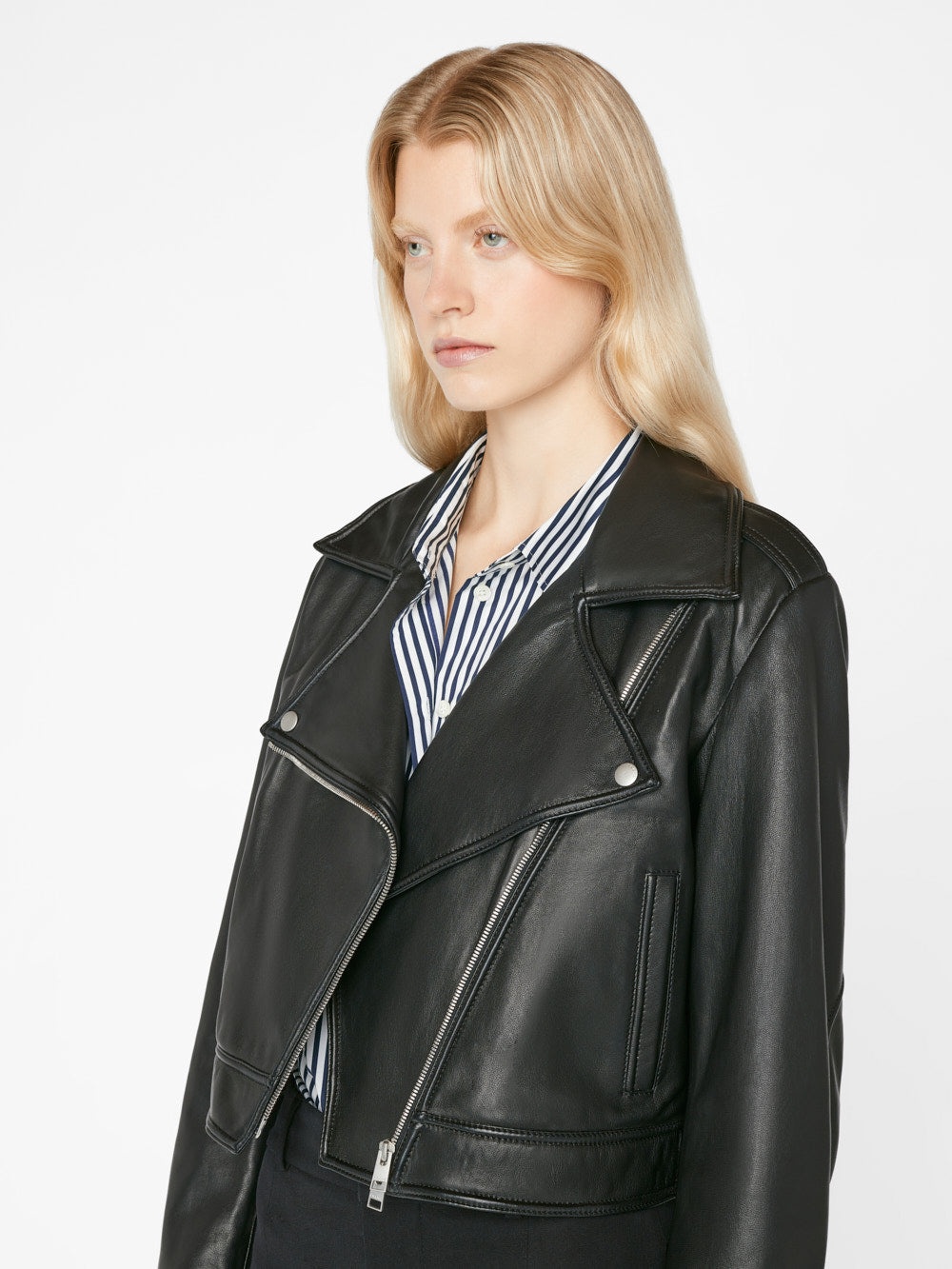 Moto Leather Jacket in Noir - 4