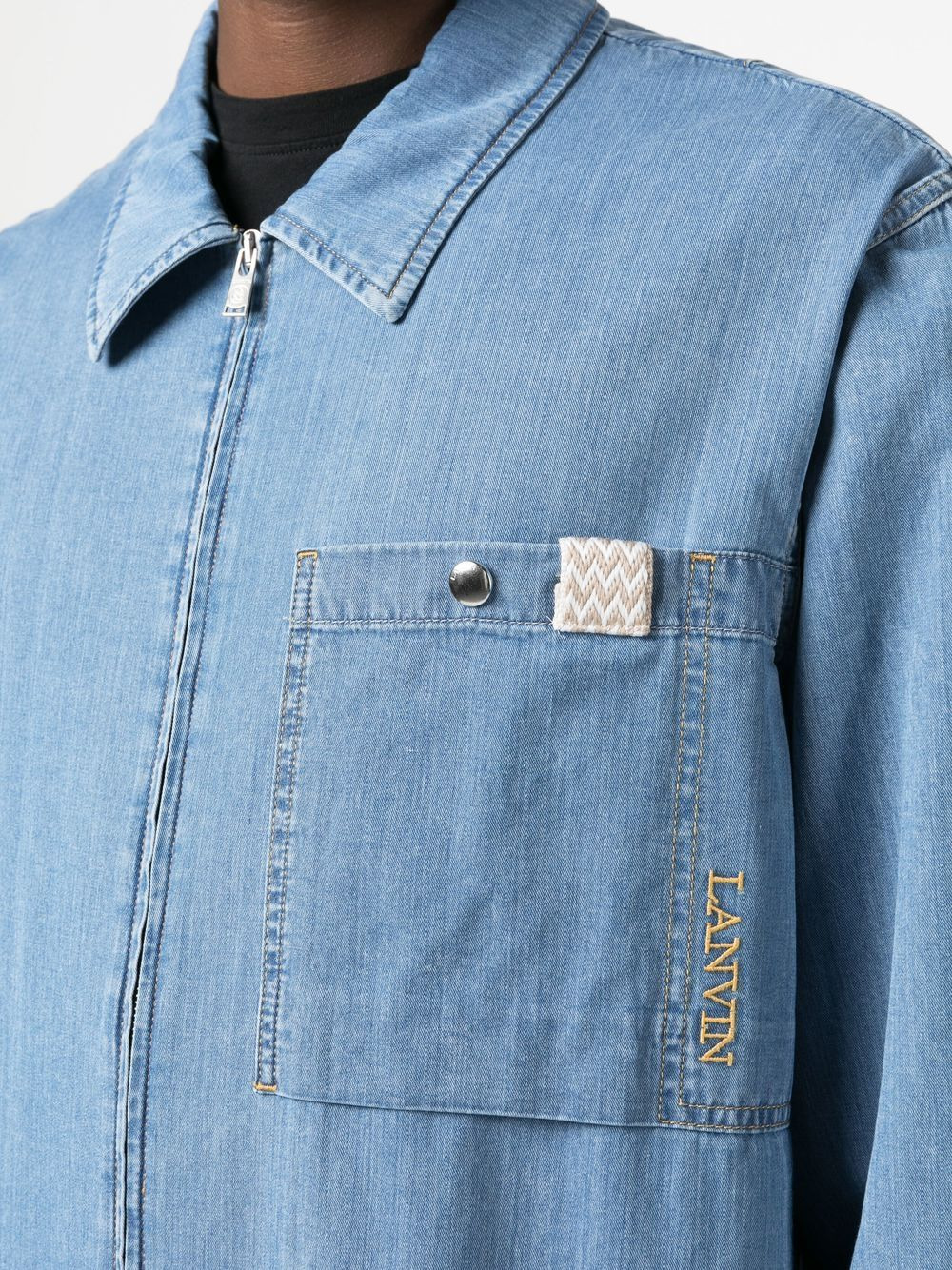 zip-up denim shirt - 5