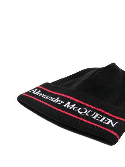 Alexander McQueen logo intarsia-knit cashmere beanie outlook