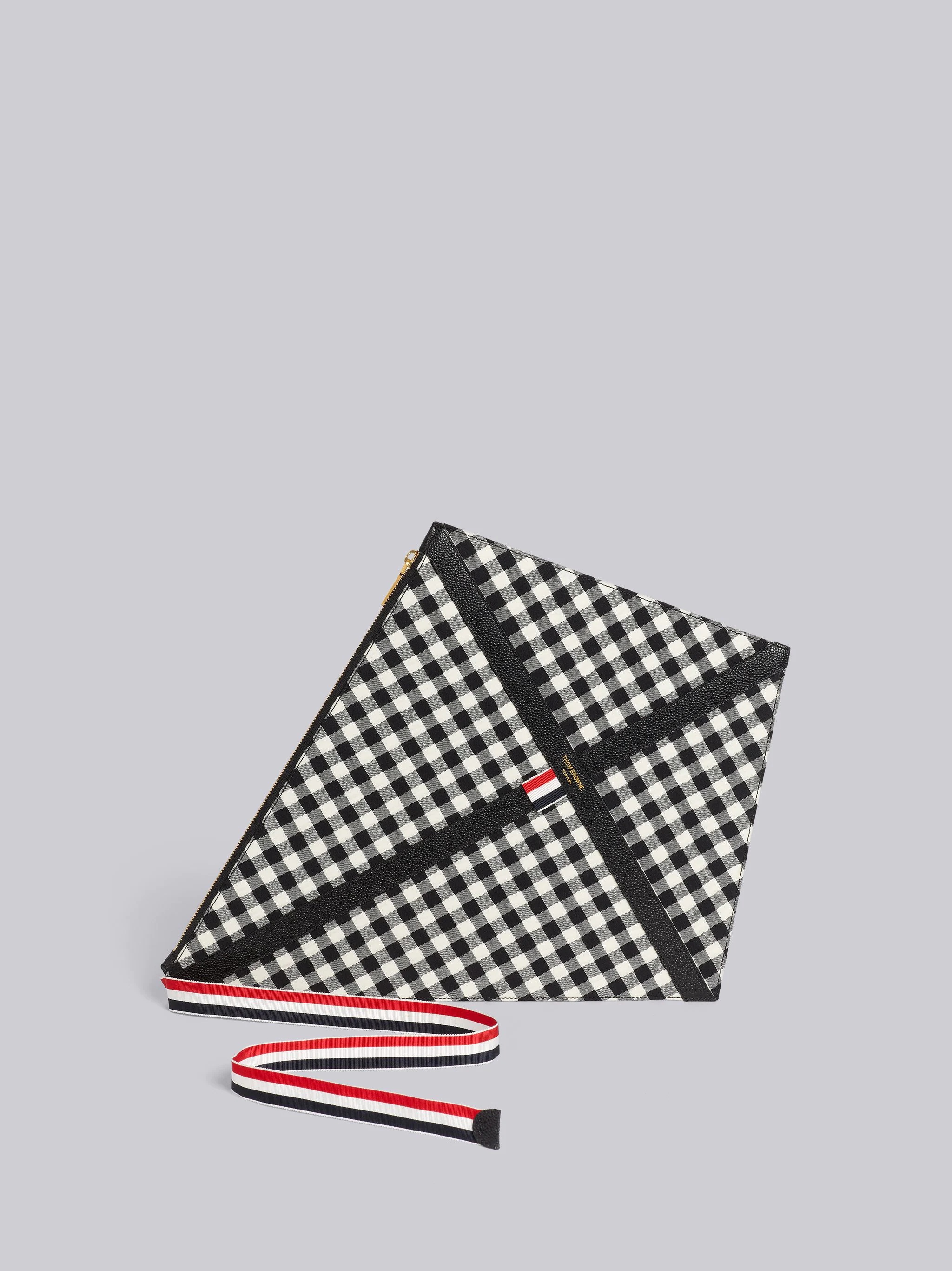 Black and White Gingham and Seersucker Wool Suiting Kite Bag - 1