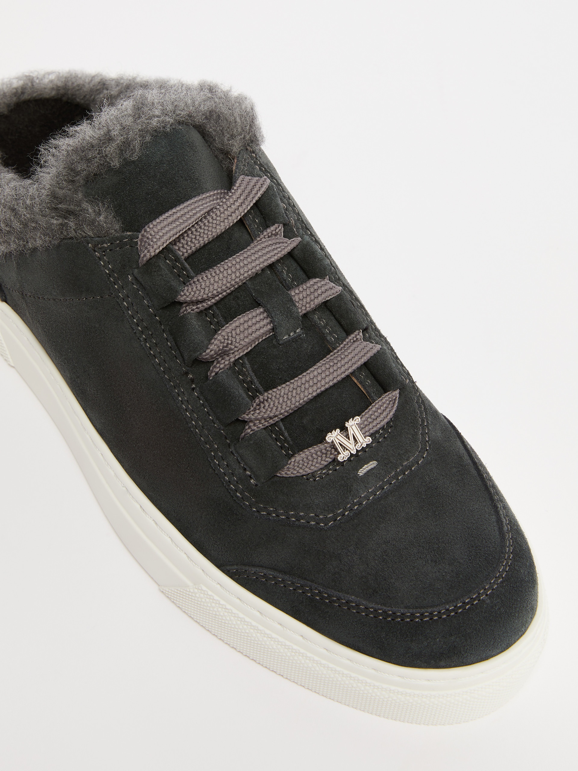 TSLIDESNEAKER2 Slide sneakers in suede and wool and alpaca Teddy fabric - 4