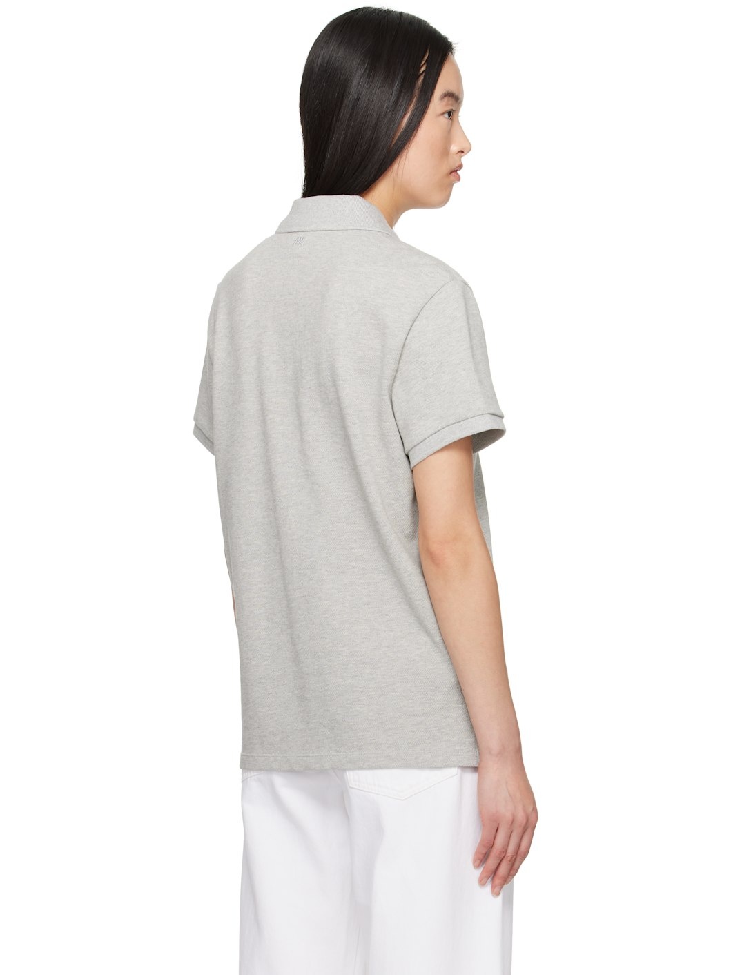 Gray Cotton Ami de Coeur Polo - 3