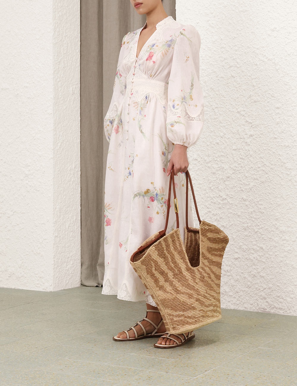 【Zimmermann】LUCKY PLUNGE MIDI DRESS プランジ ミディドレス Zimmermann LUCKY LACE PLUNGE MIDI DRESS | REVERSIBLE