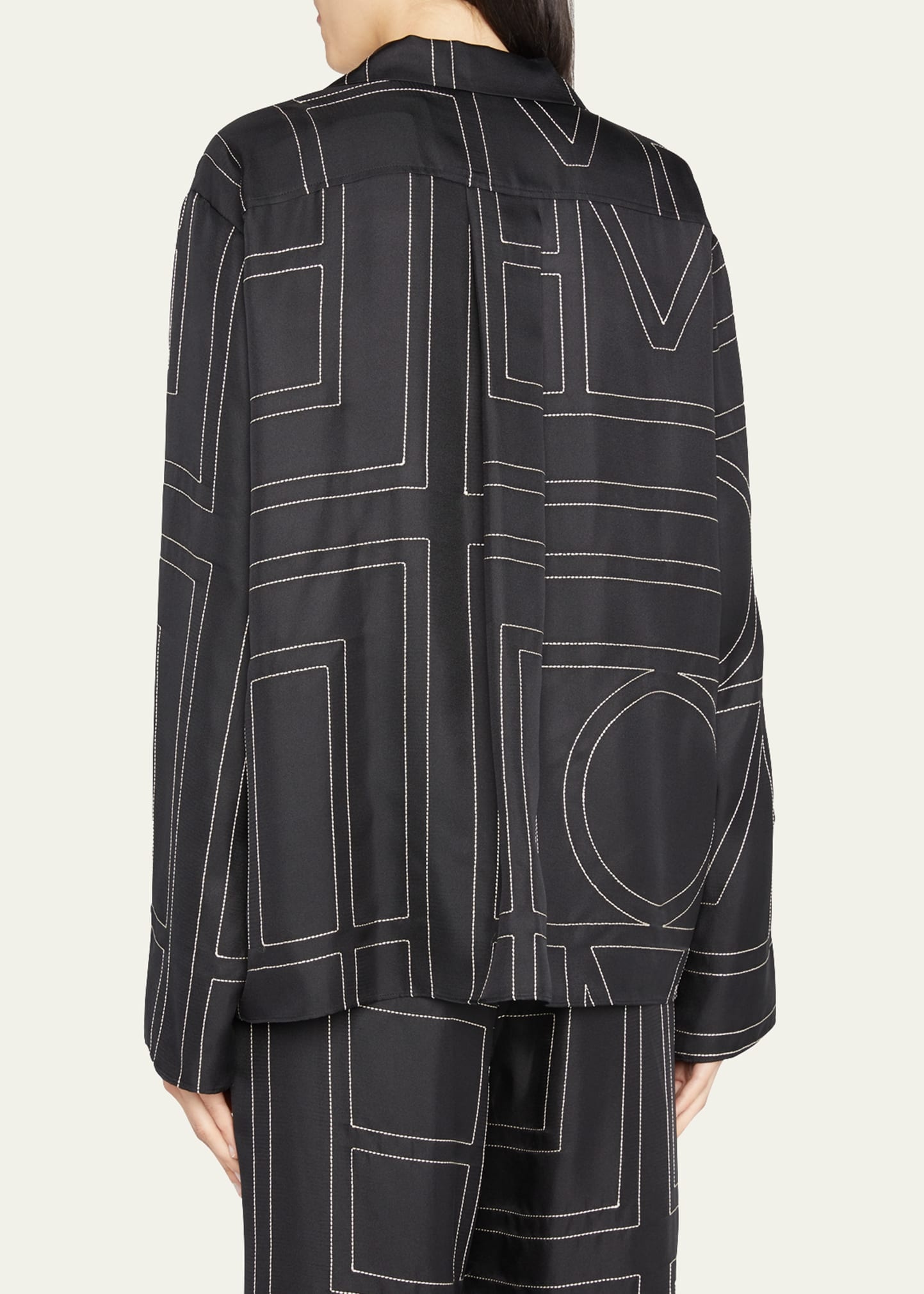 Monogram-Embroidered Silk Pajama Top - 3