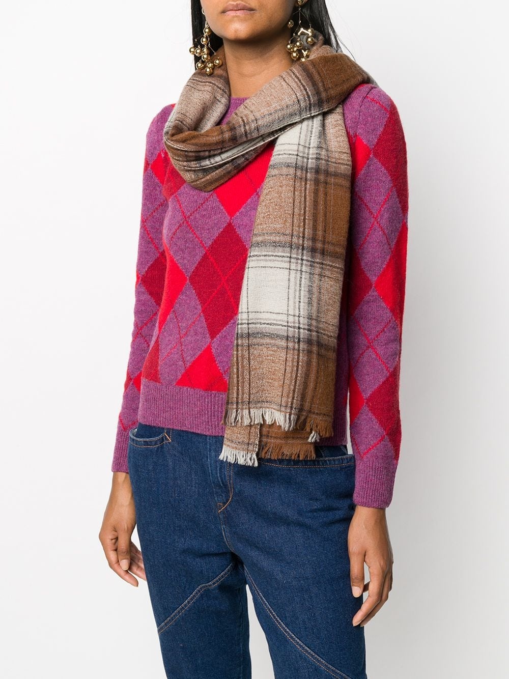 checked woven scarf - 2