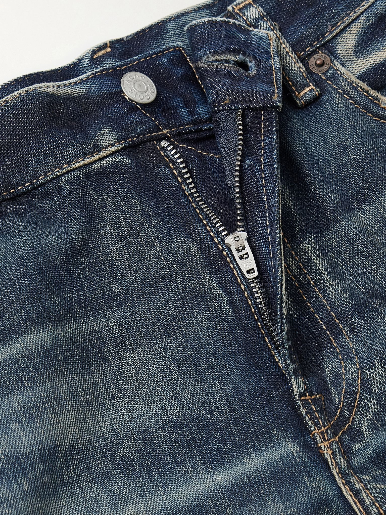 2024 distressed high-rise slim-fit flared organic jeans Blue - 5