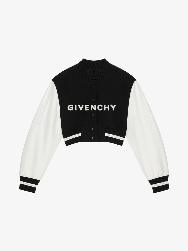 GIVENCHY CROPPED VARSITY JACKET IN WOOL AND LEATHER 1
