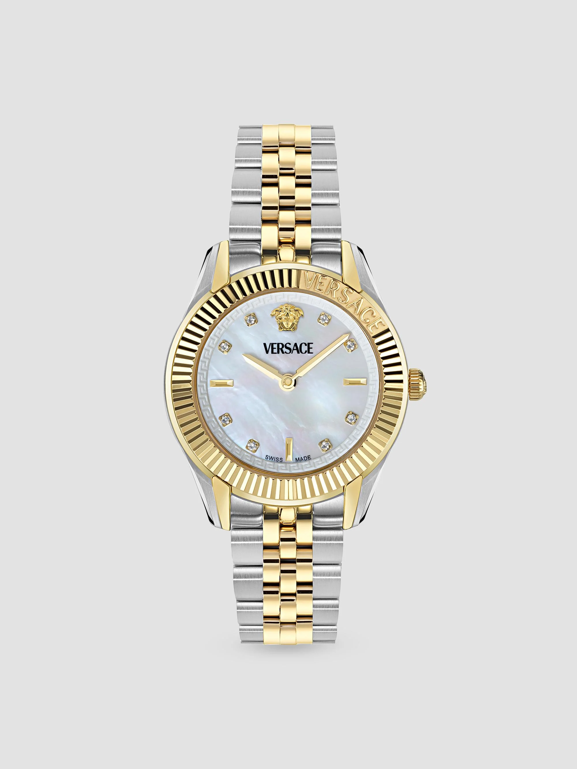 Women's Greca Time Two-Tone Stainless Steel & 0.04 TCW Diamond Bracelet Watch/30MM - Two Tone - 1