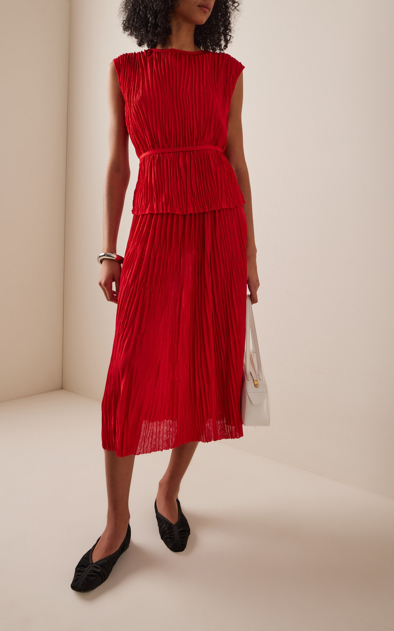 Proenza Schouler Rosalyn Pleated Jersey Skirt red outlook