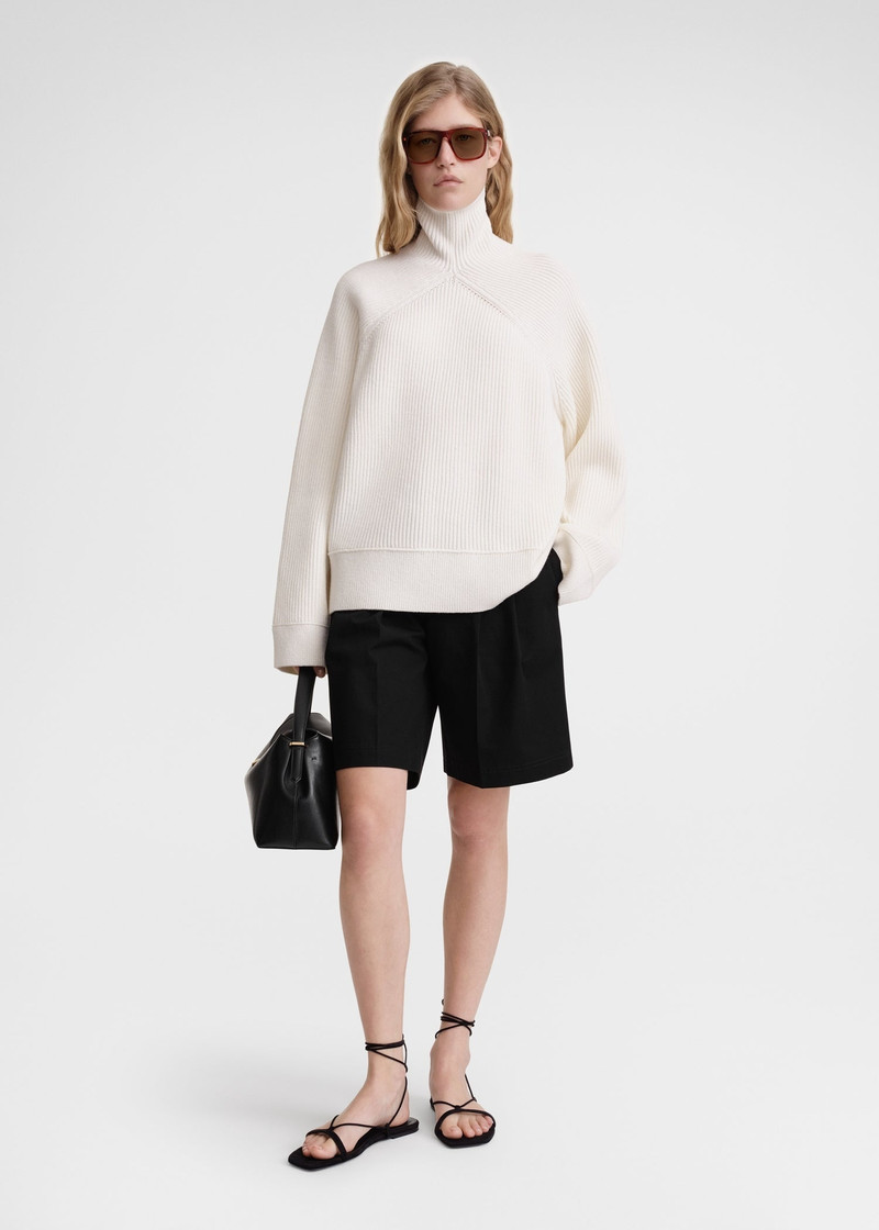 Totême Ribbed chimney-neck knit white outlook