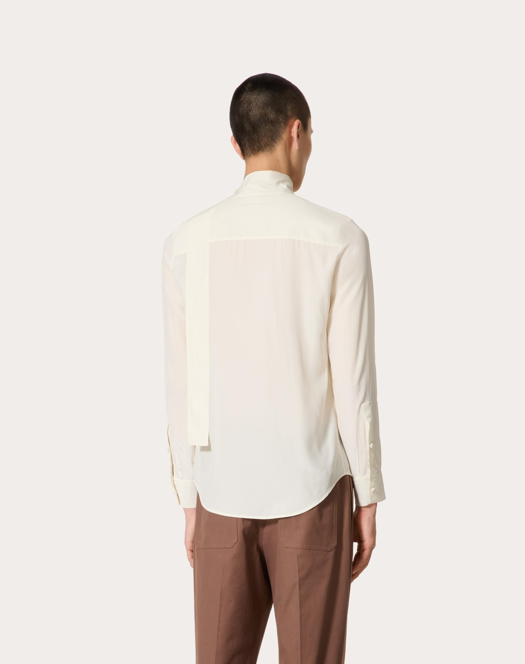 SILK SHIRT WITH SCARF DETAIL AT NECK - 4
