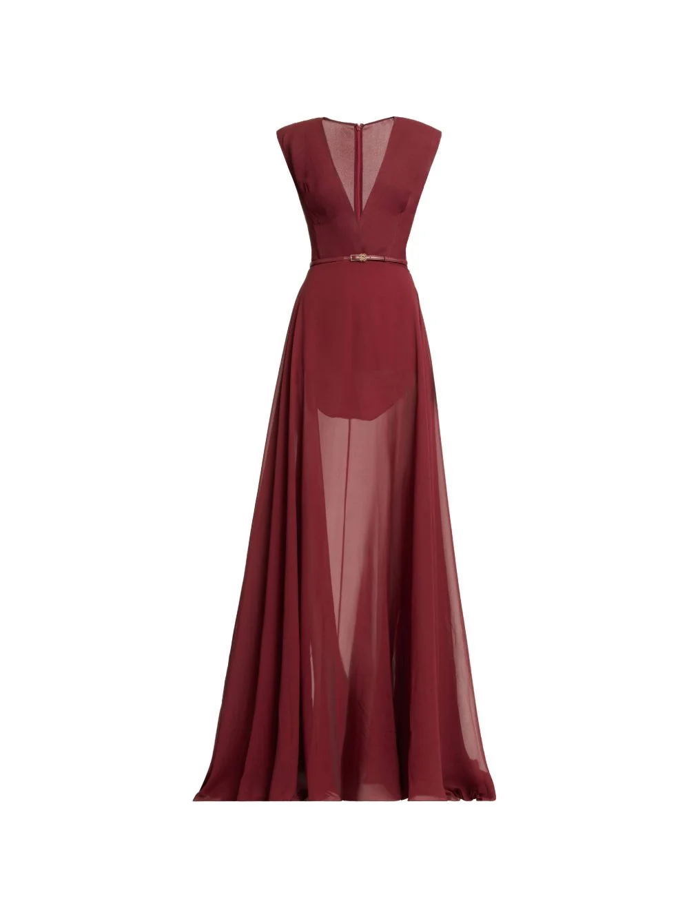 V-neck belted maxi dress - 1