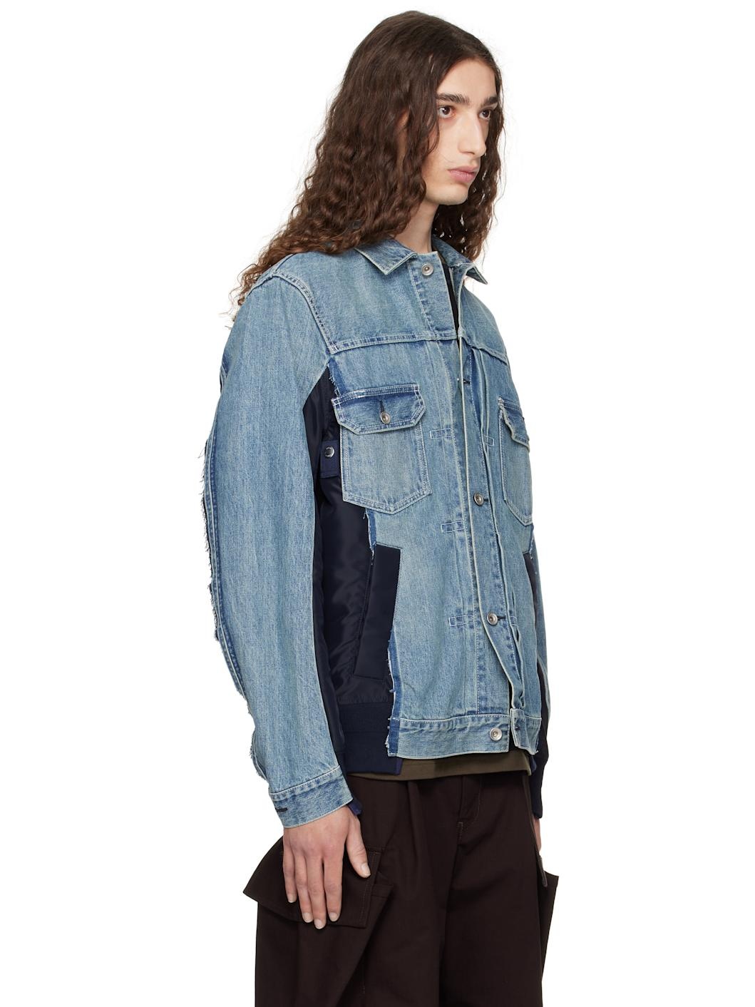 Blue Nylon Twill & Denim Jacket - 2