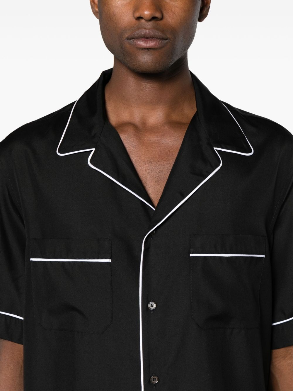 piped-trim silk shirt - 5