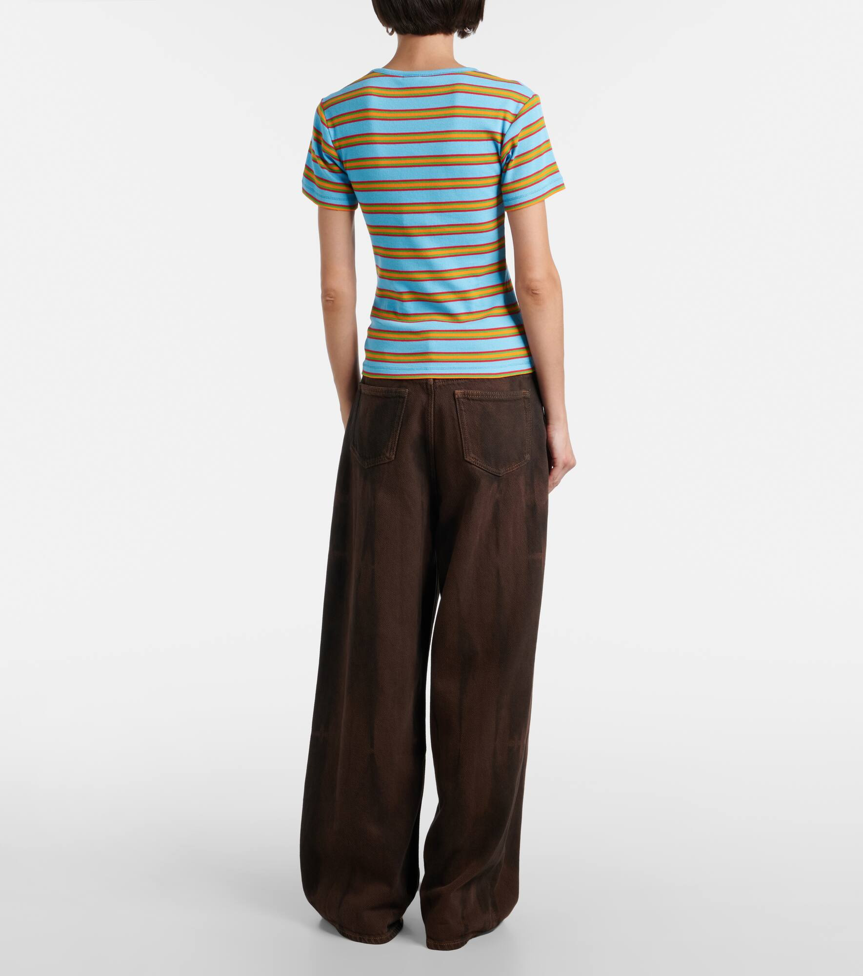 Striped cotton-blend T-shirt - 3