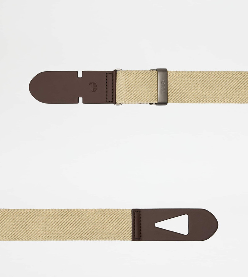 Tod's BELT IN CANVAS AND LEATHER - BEIGE, BROWN outlook
