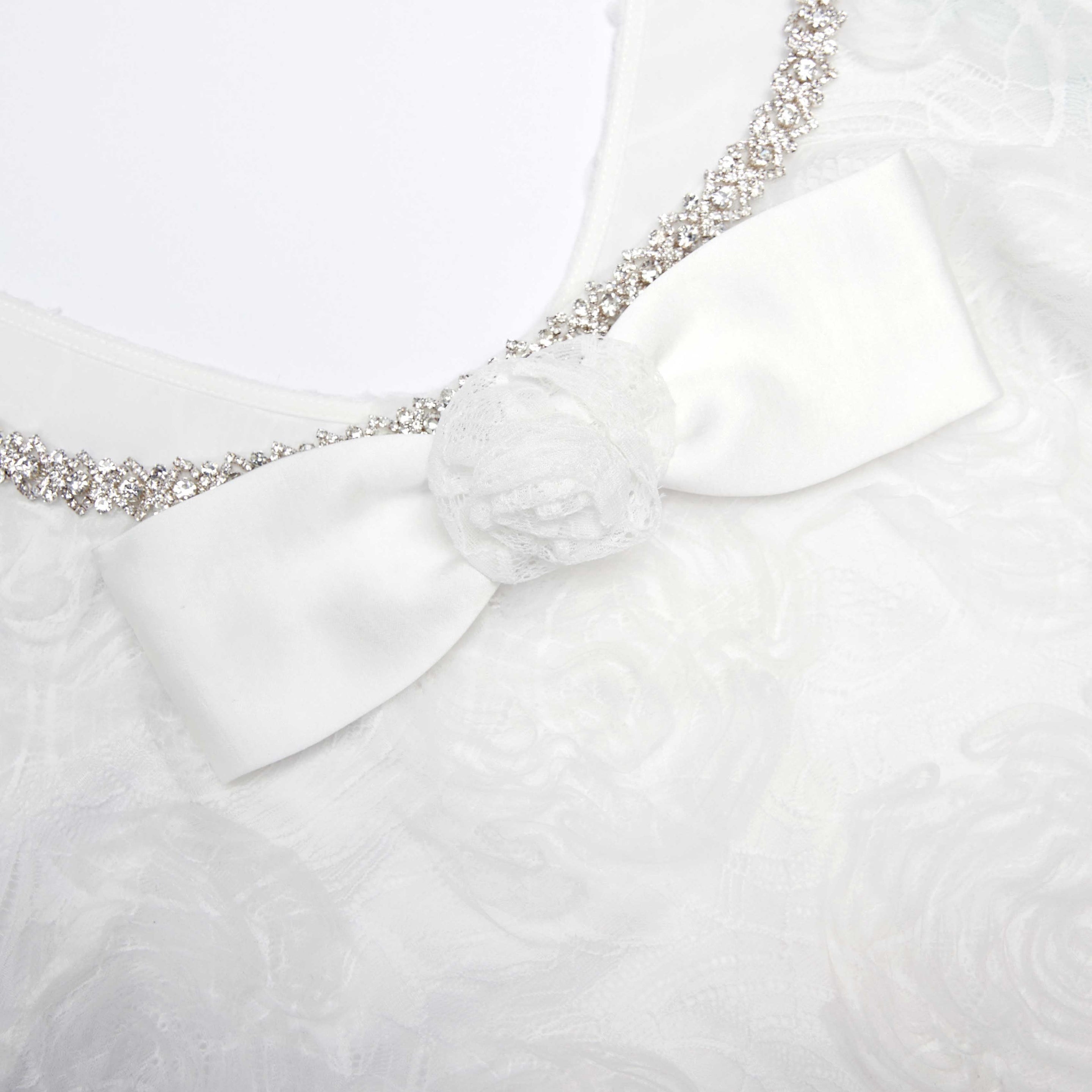 White Tulle Lace Mini Dress - 5