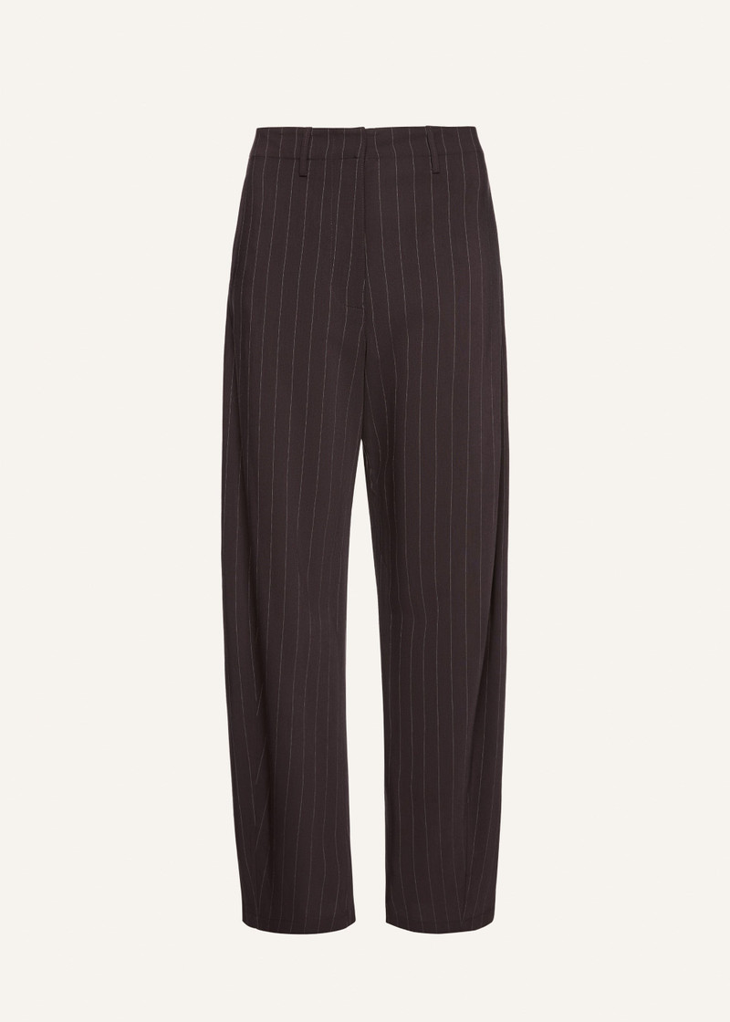 Wide-leg pinstripe trousers in dark brown 1