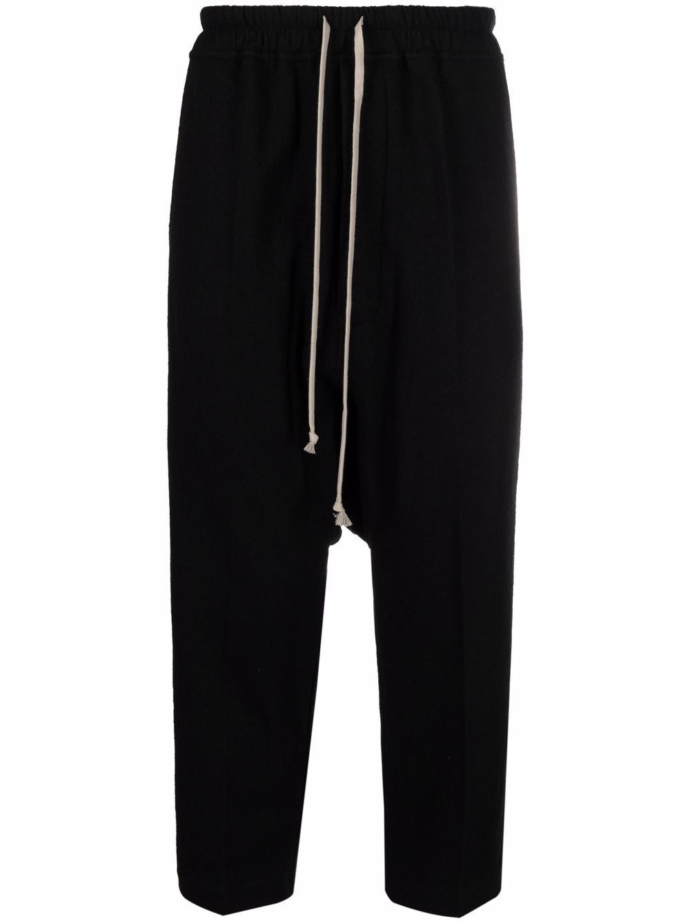 drop-crotch cropped drawstring trousers - 1