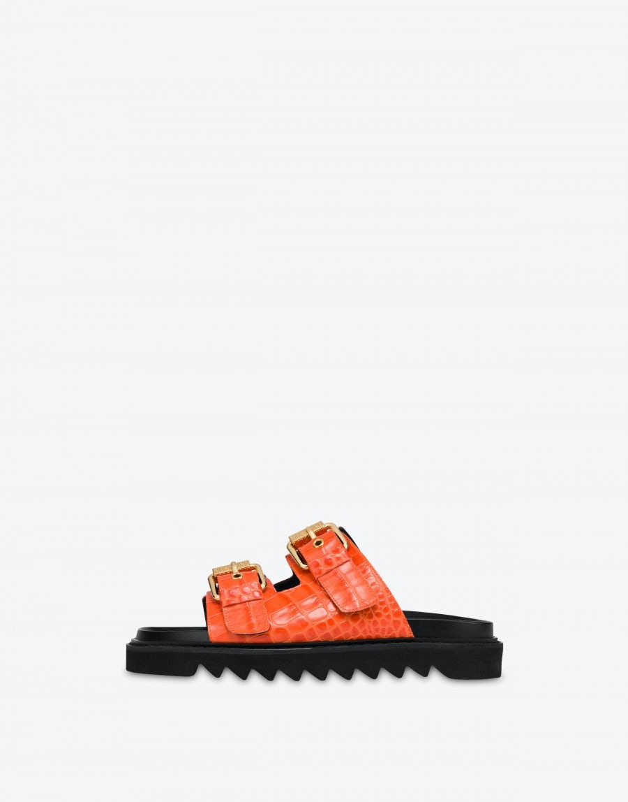 MOSCHINO BUCKLE CALFSKIN SANDALS - 2