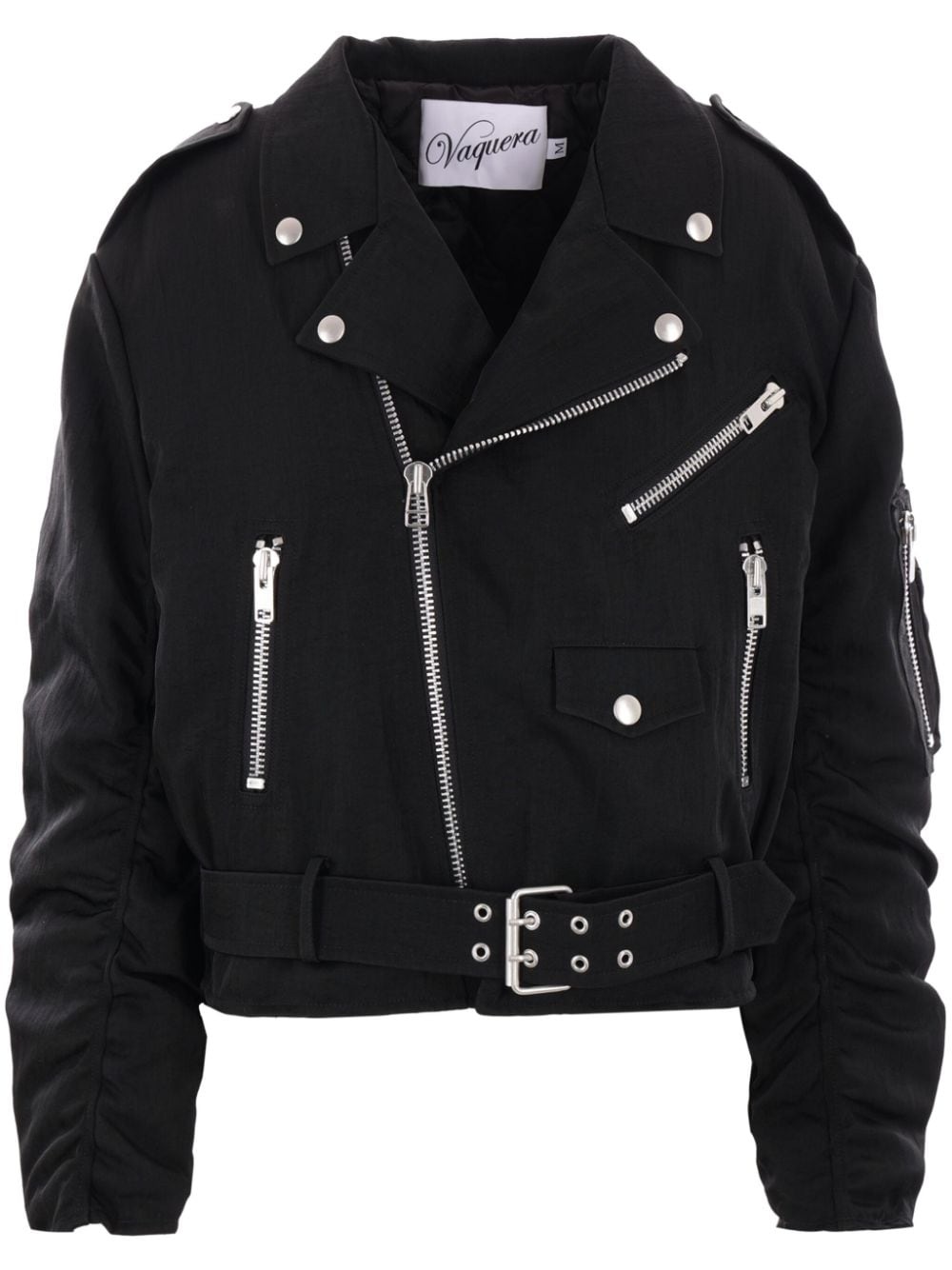 zipped biker jacket - 1