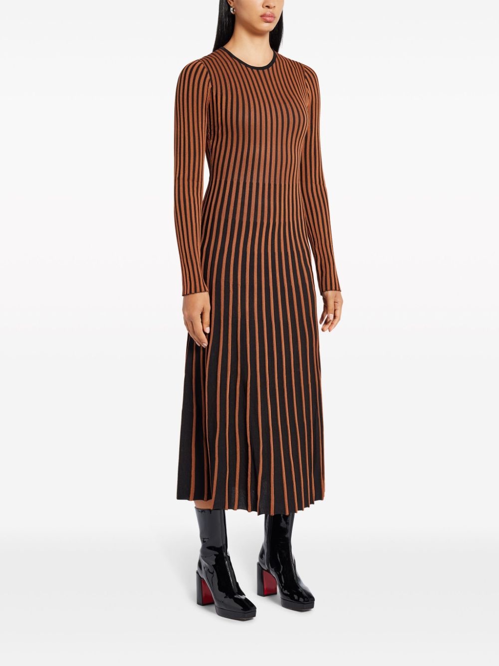 two-tone ribbed-knit dress - 3