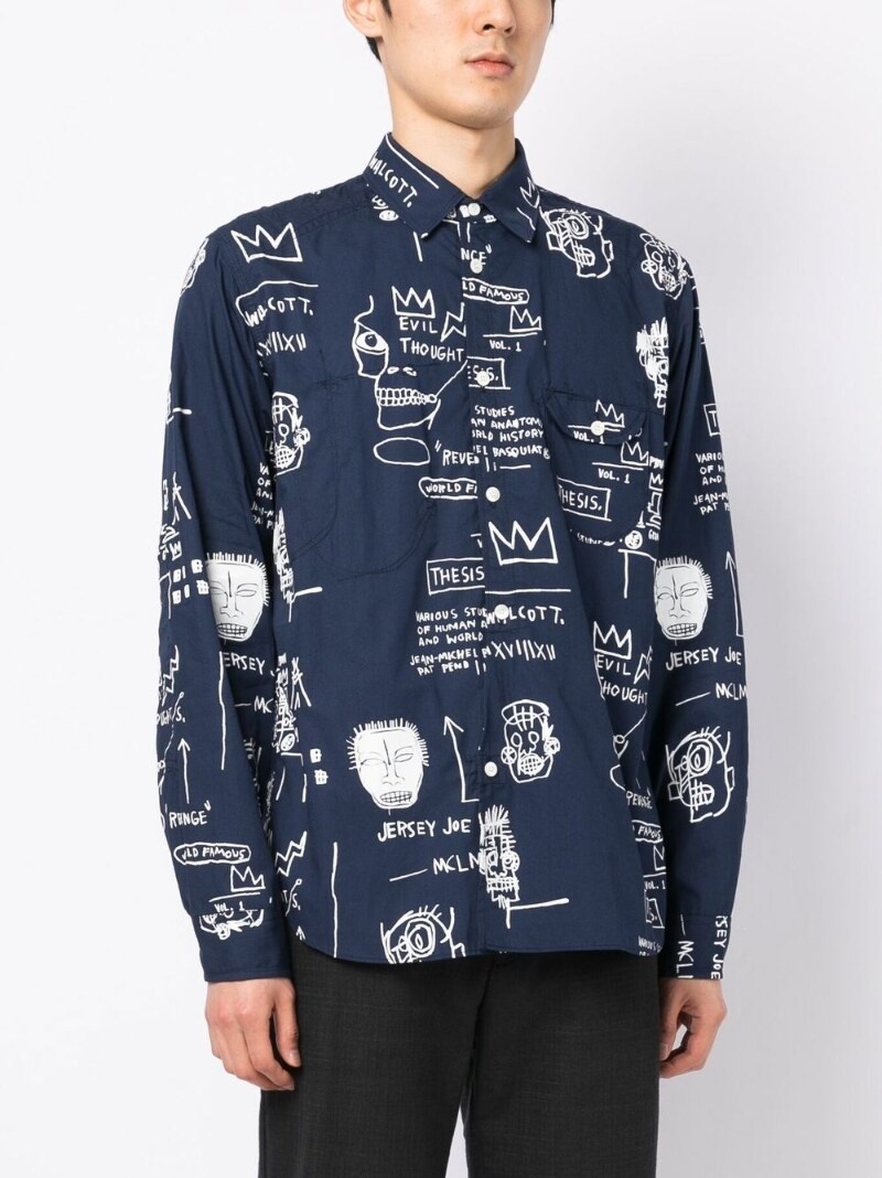 graphic-print log-sleeved shirt - 3