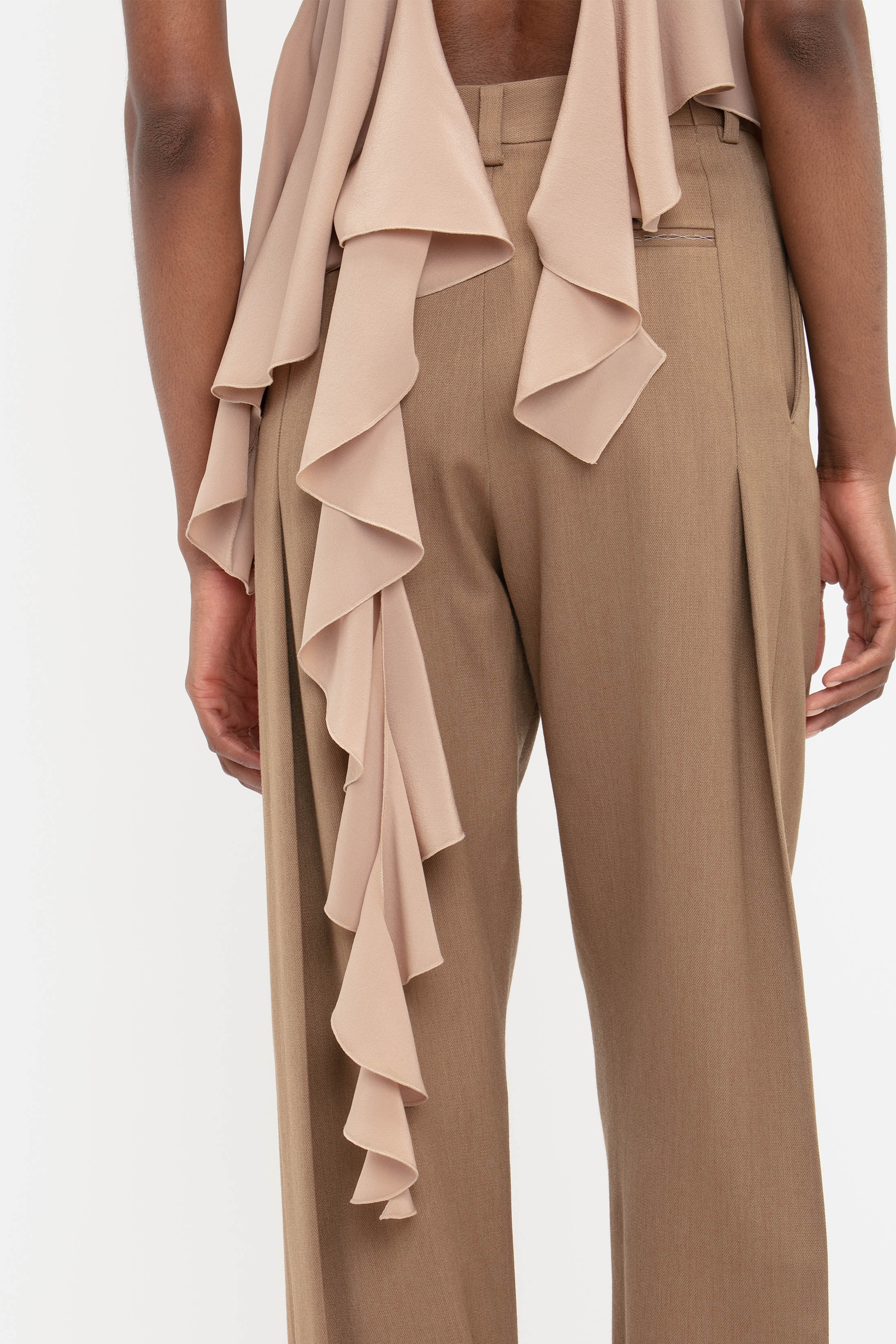 Front Pleat Trousers In Fawn - 6