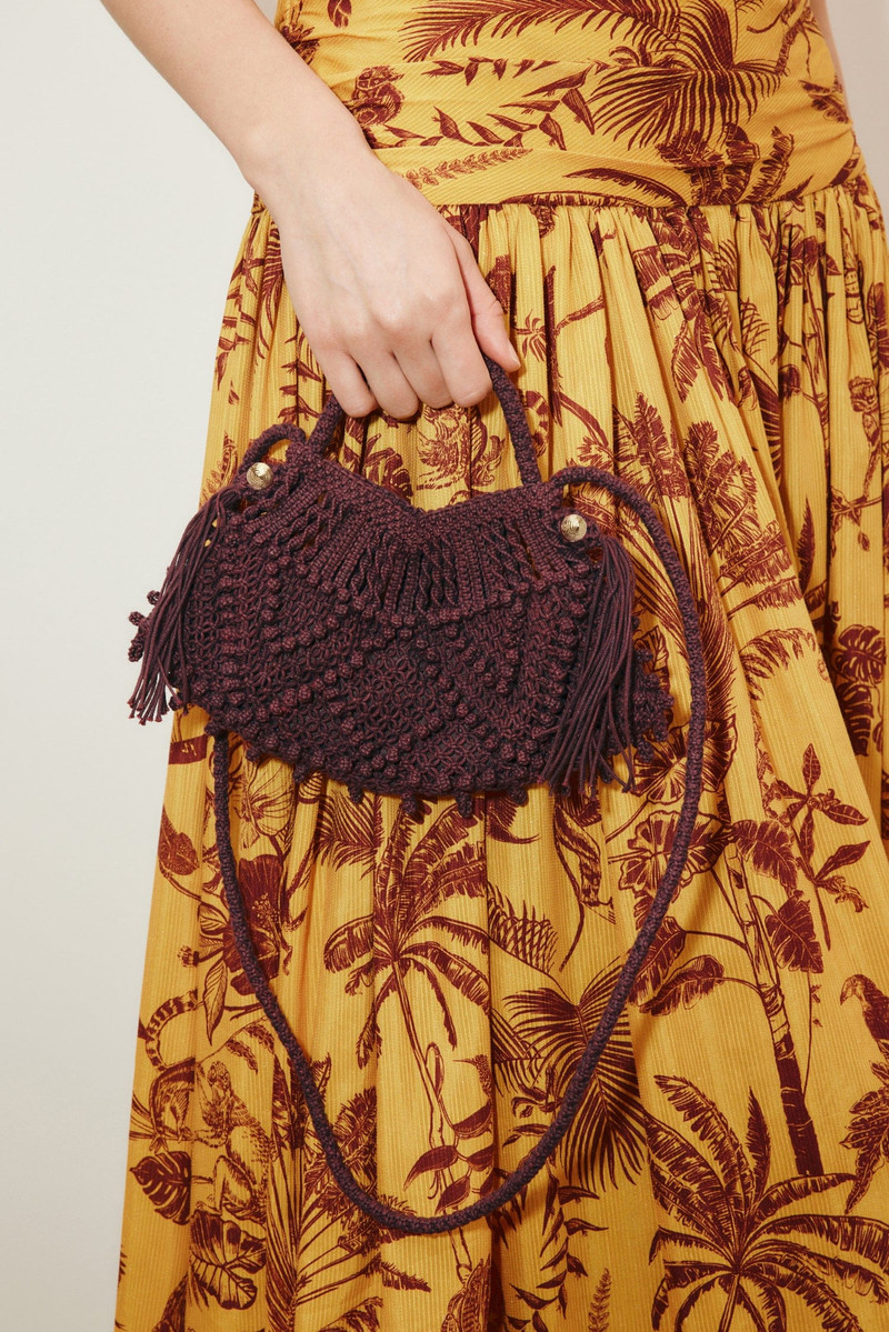 ALÉMAIS Macrame Crescent Bag Bordeaux outlook