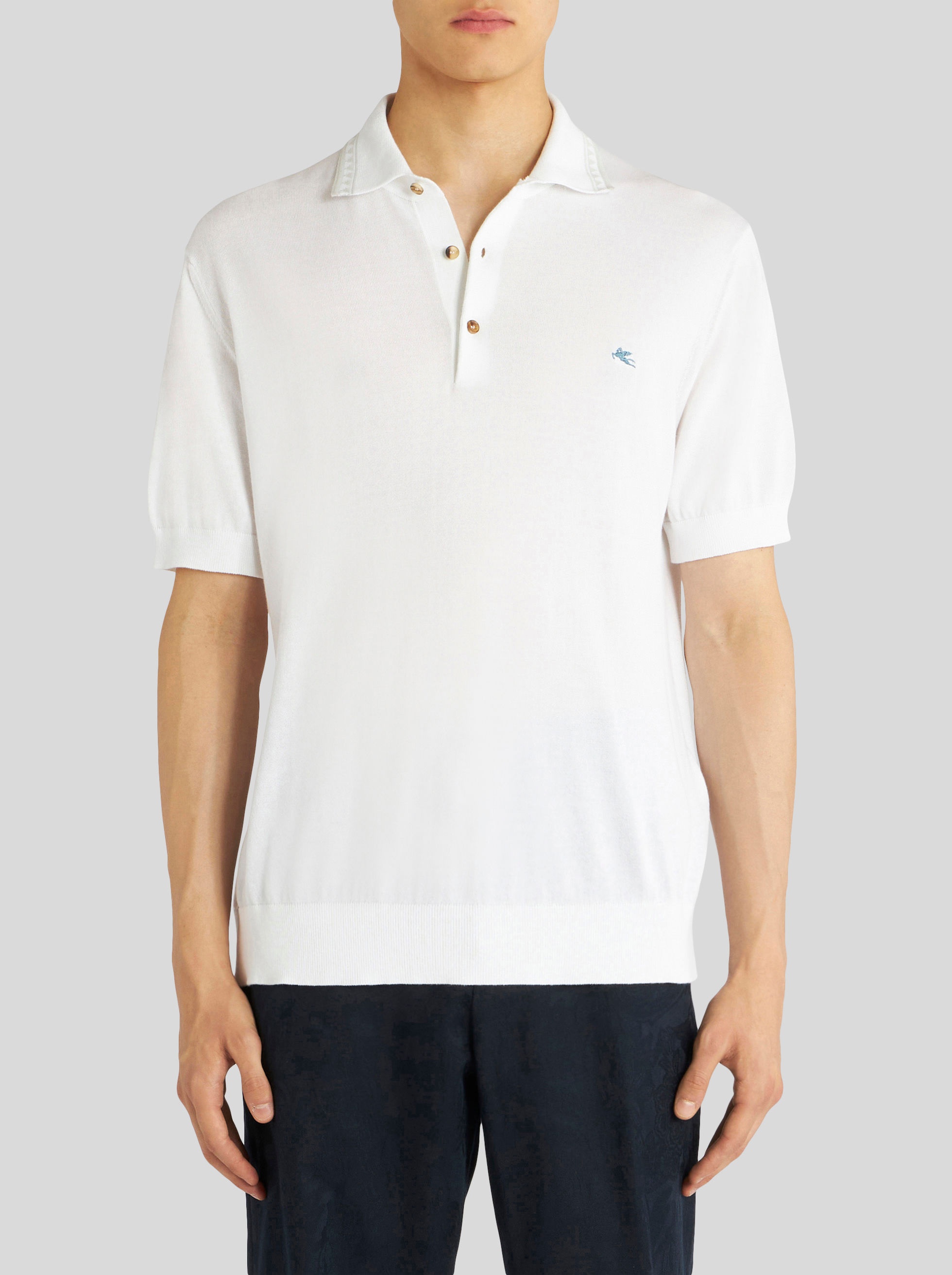 JERSEY POLO SHIRT WITH DECORATIVE GRECA - 2