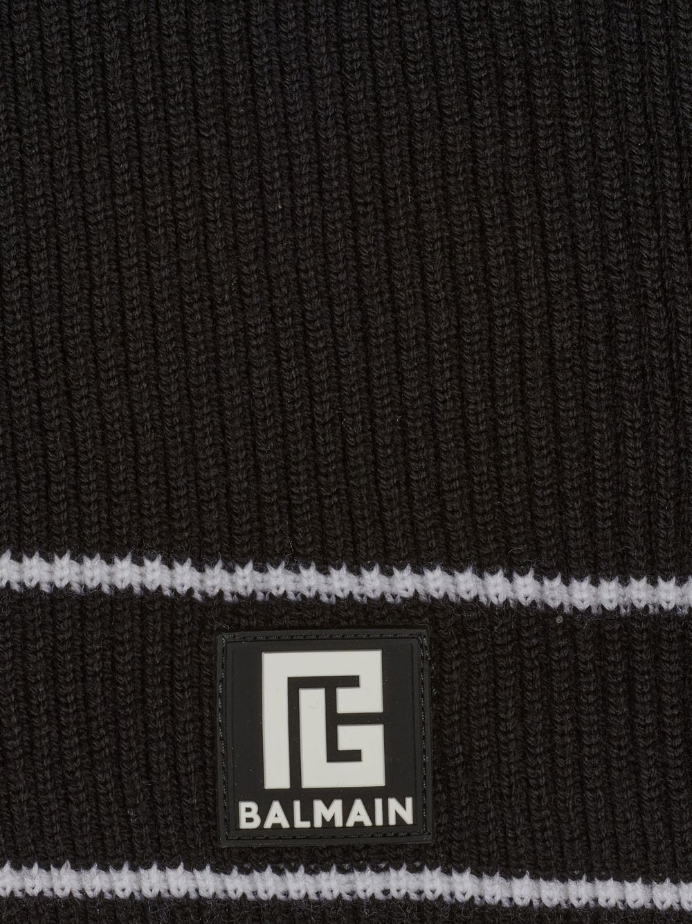 logo-patch ribbed scarf - 3
