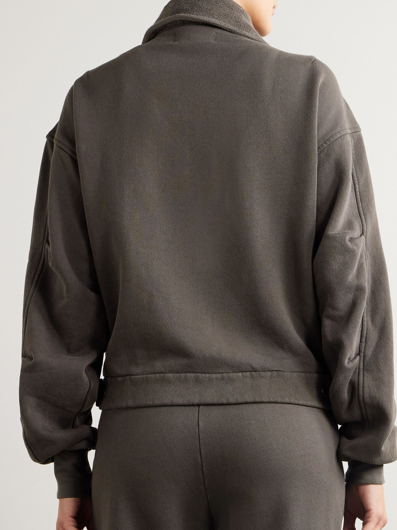 Courtney fleece-trimmed cotton-jersey jacket Gray - 3