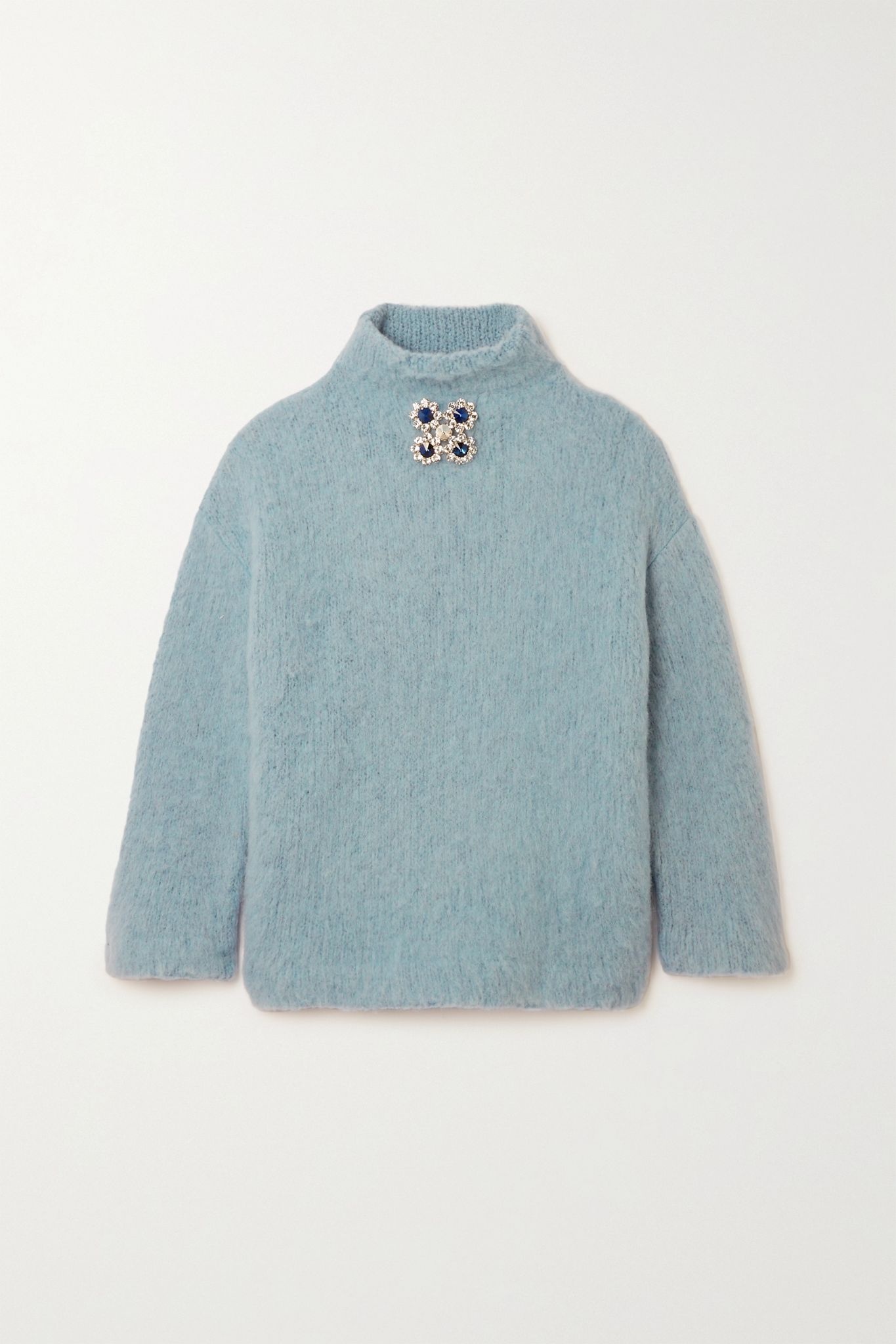 Crystal-embellished wool-blend bouclé sweater - 1