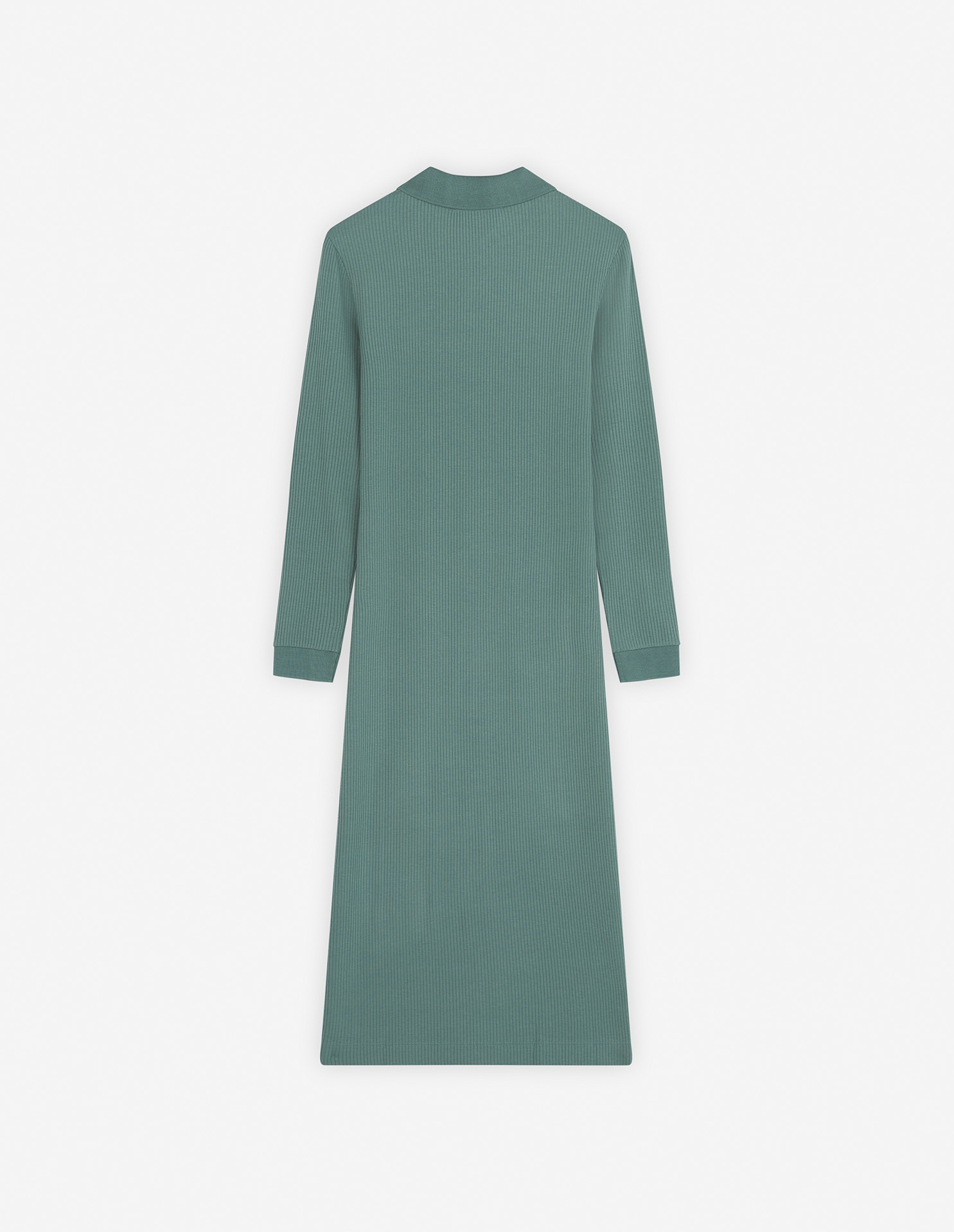 FINE RIBBED LONG SLEEVES POLO DRESS - 6