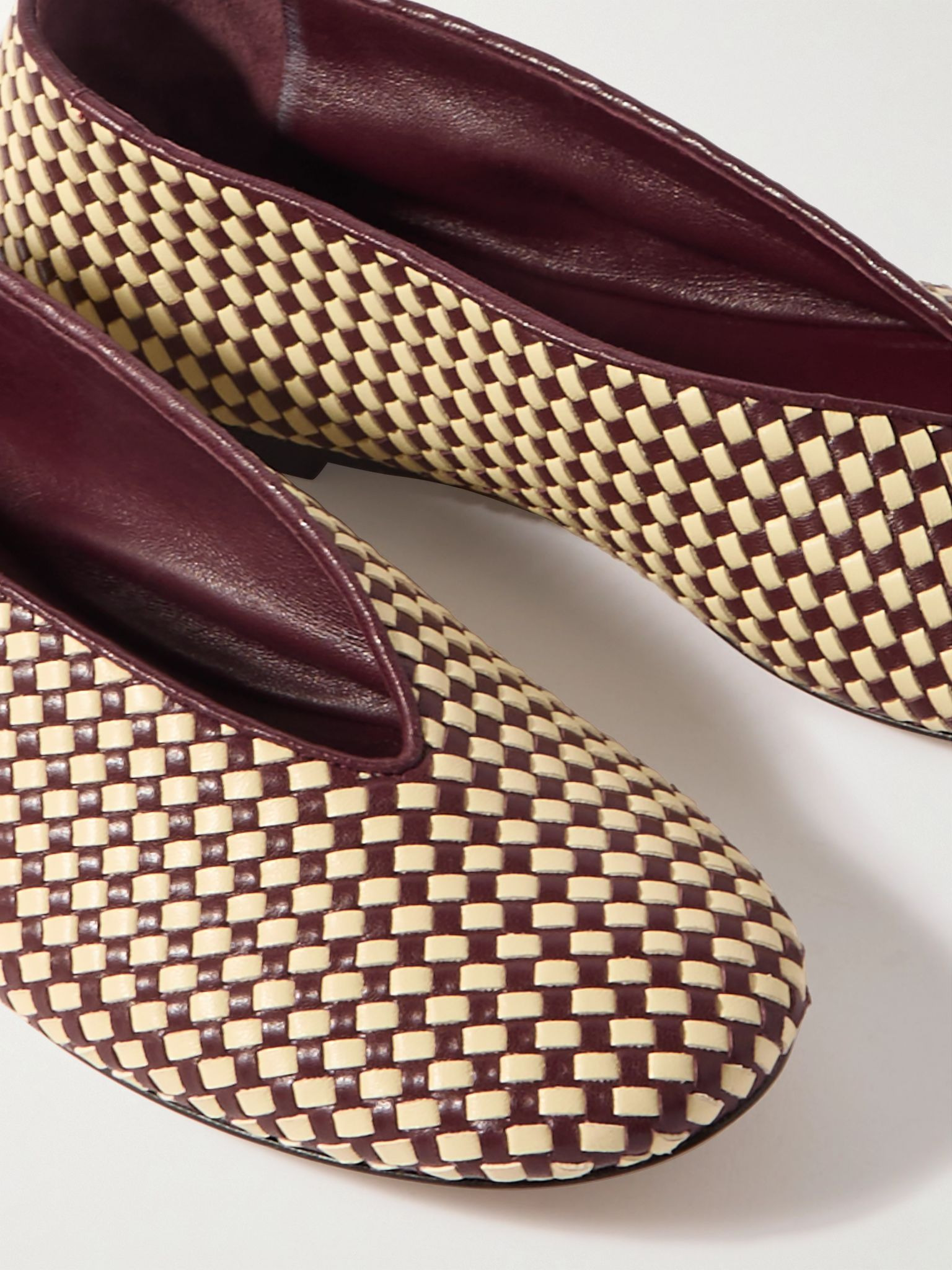 Two-tone intrecciato leather ballet flats Burgundy - 4