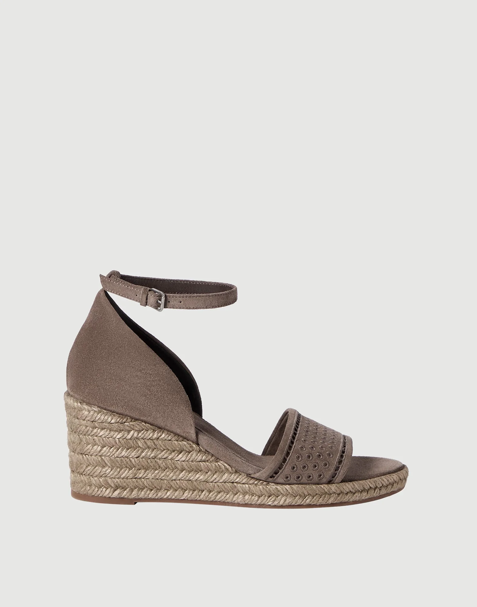 Suede espadrille wedges with broderie anglaise - 1